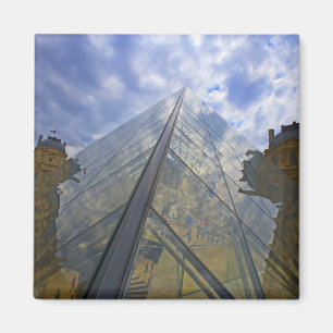 France, Paris. Clouds reflect off the Louvre Magnet