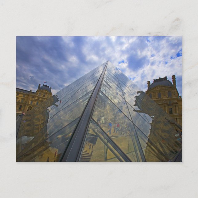 France, Paris Clouds reflect off the Louvre Postcard (Front)
