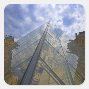 France, Paris. Clouds reflect off the Louvre Square Sticker