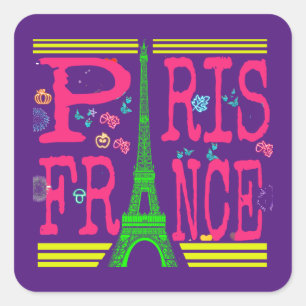 France, Paris,Eifel Tower Travel  Square Sticker