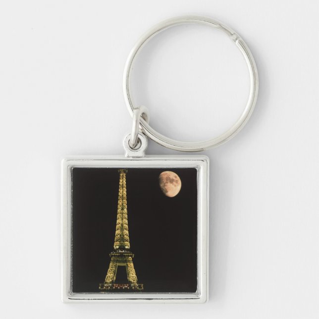 France, Paris. Eiffel Tower at night with Key Ring (Front)