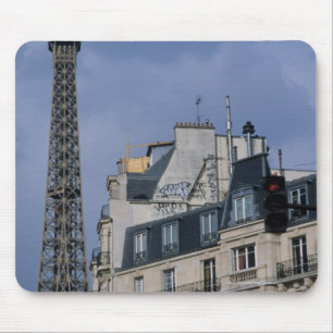 France, Paris, Eiffel Tower behind metro train Mouse Mat