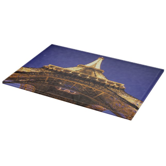 FRANCE, Paris Eiffel Tower, evening view Cutting Board (Corner)