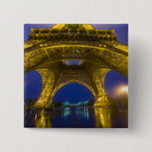 France, Paris. Eiffel Tower illuminated at 15 Cm Square Badge
