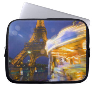France, Paris. Eiffel Tower in twilight fog and Laptop Sleeve