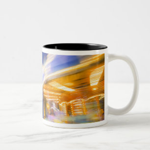 France, Paris. Eiffel Tower in twilight fog and Two-Tone Coffee Mug