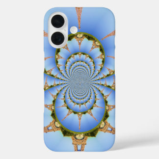 France Paris Eiffel Tower Kaleidoscope Blue Lovely iPhone 16 Case