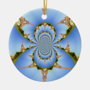 France Paris Eiffel Tower Kaleidoscope Blue Lovely Ceramic Tree Decoration