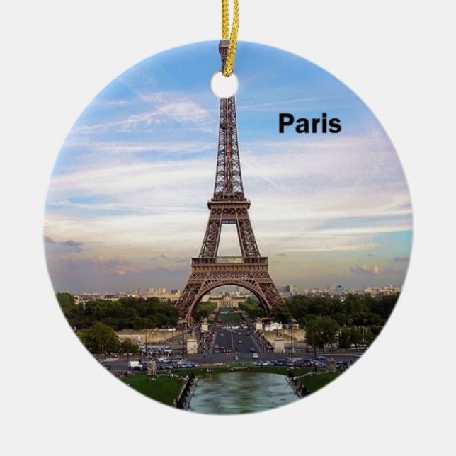 France Paris Eiffel  tower (new) (St.K) Ceramic Tree Decoration (Front)