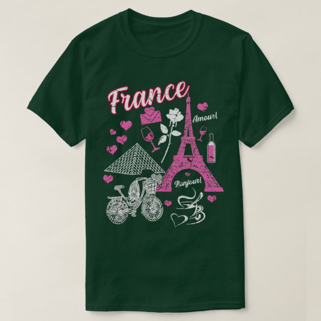 France Paris Eiffel Tower T-Shirt (Design Front)