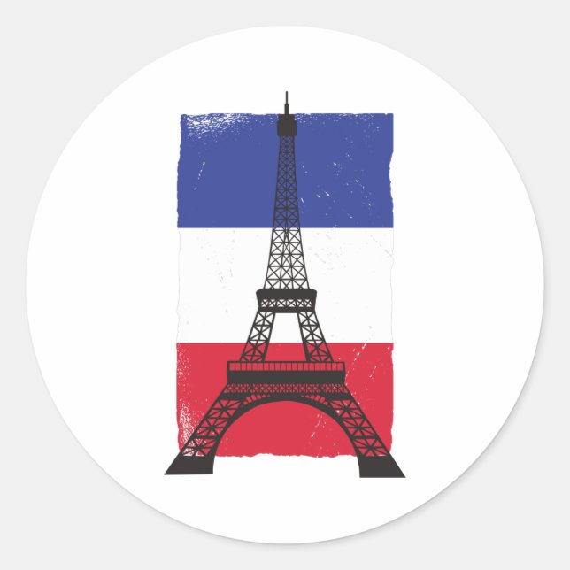 France Paris French Flag Classic Round Sticker (Front)