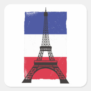 France Paris French Flag Square Sticker