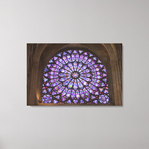 France, Paris. Interior detail of stained glass Canvas Print
