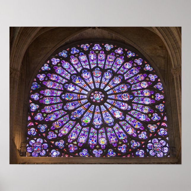 France, Paris. Interior detail of stained glass Poster (Front)