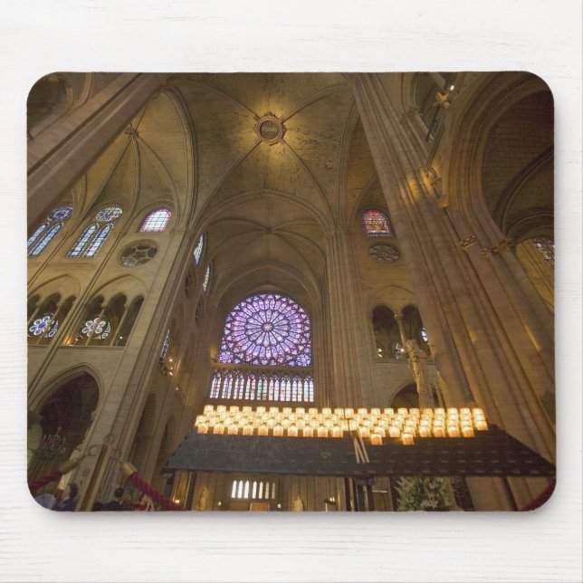 France, Paris. Interior of Notre Dame Cathedral. Mouse Mat (Front)