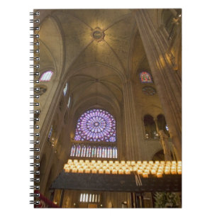 France, Paris. Interior of Notre Dame Cathedral. Notebook