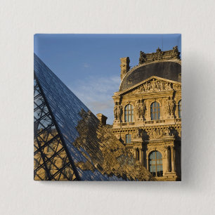 France, Paris, Louvre Museum and the Pyramid, 15 Cm Square Badge