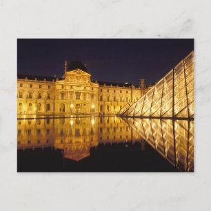 France, Paris, Louvre museum by night. Postcard