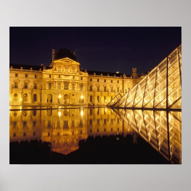 France, Paris, Louvre museum by night. Poster (Front)