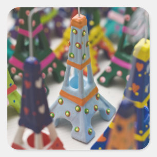France, Paris, Miniature Eiffel Towers Square Sticker