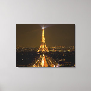 France, Paris. Nighttime view of Eiffel Tower Canvas Print
