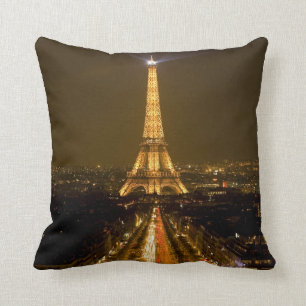 France, Paris. Nighttime view of Eiffel Tower Cushion