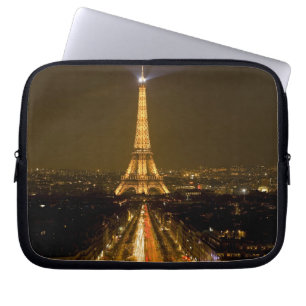France, Paris. Nighttime view of Eiffel Tower Laptop Sleeve
