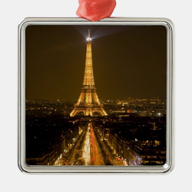France, Paris. Nighttime view of Eiffel Tower Metal Tree Decoration (Front)