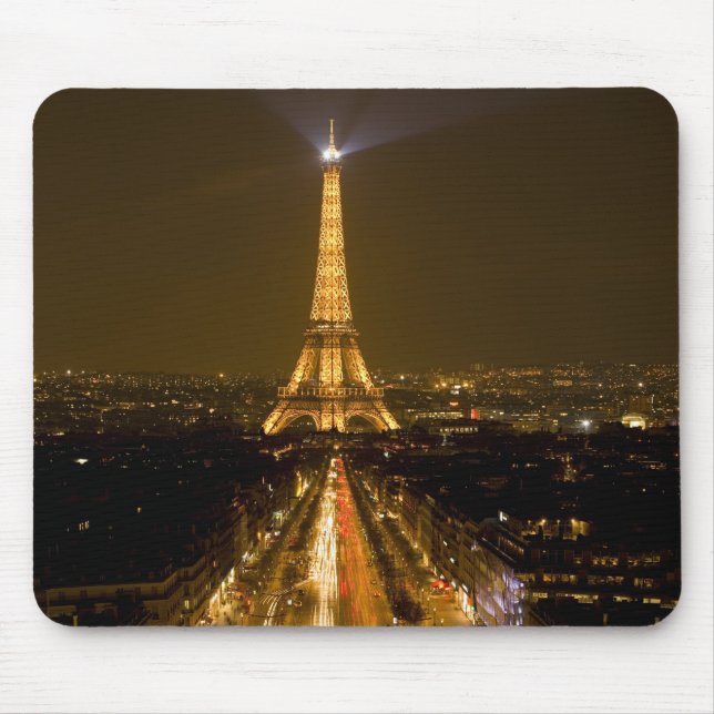 France, Paris. Nighttime view of Eiffel Tower Mouse Mat (Front)
