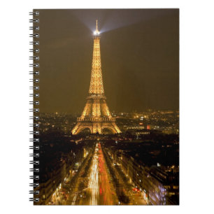 France, Paris. Nighttime view of Eiffel Tower Notebook