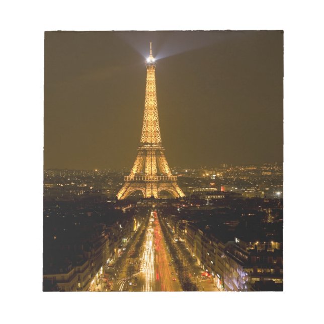 France, Paris. Nighttime view of Eiffel Tower Notepad (Front)