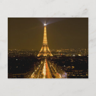 France, Paris. Nighttime view of Eiffel Tower Postcard