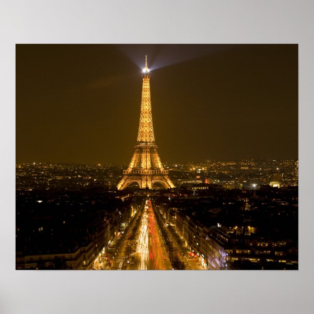 France, Paris. Nighttime view of Eiffel Tower Poster (Front)
