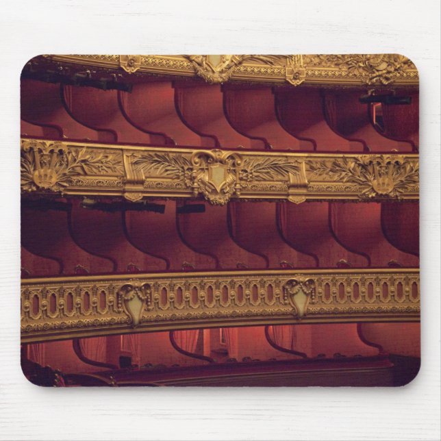 France, Paris. Partial view of balcony seating Mouse Mat (Front)