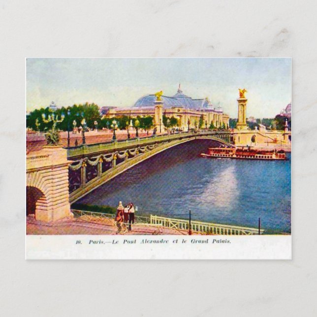 France Paris, Pont Alexandre III, Grand Palais Postcard (Front)