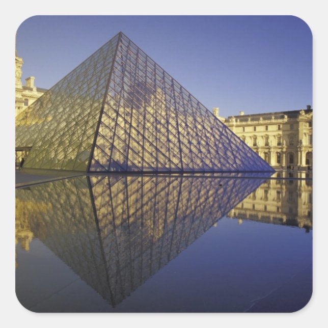FRANCE, Paris Reflection, Pyramid. The Louvre Square Sticker (Front)