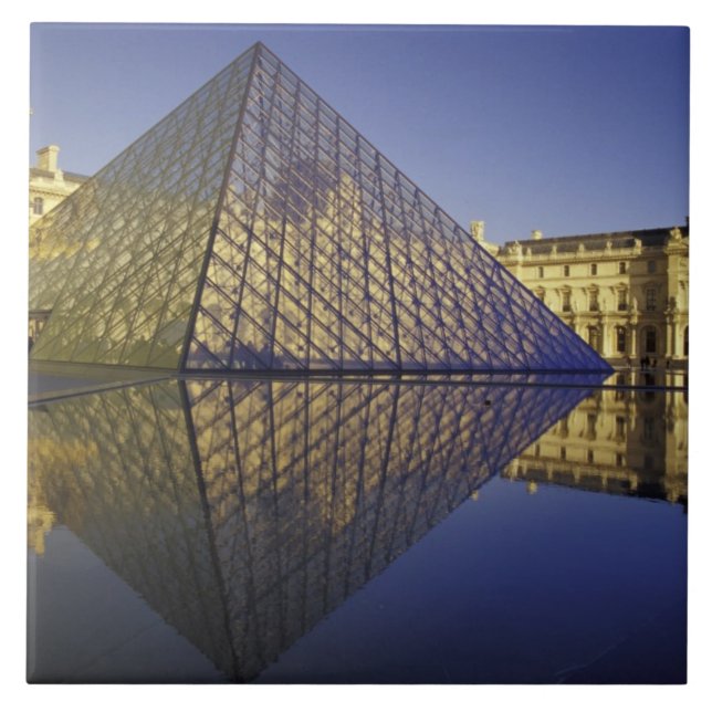FRANCE, Paris Reflection, Pyramid. The Louvre Tile (Front)
