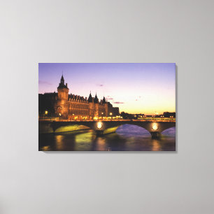 France, Paris, River Seine and Conciergerie at Canvas Print