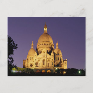France, Paris, SacrÃ©-Coeur at dusk. Postcard