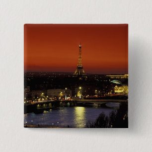 France, Paris Sunset view of Eiffel Tower and 15 Cm Square Badge