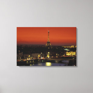 France, Paris Sunset view of Eiffel Tower and Canvas Print