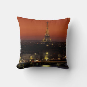 France, Paris Sunset view of Eiffel Tower and Cushion