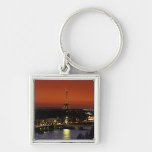 France, Paris Sunset view of Eiffel Tower and Key Ring