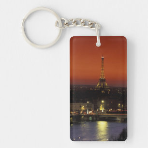 France, Paris Sunset view of Eiffel Tower and Key Ring