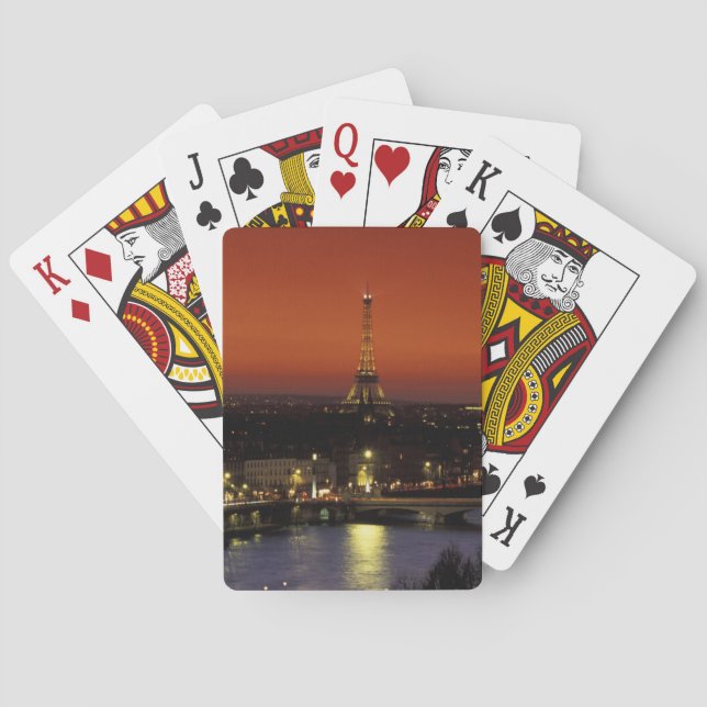 France, Paris Sunset view of Eiffel Tower and Playing Cards (Back)
