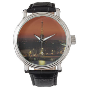 France, Paris Sunset view of Eiffel Tower and Watch