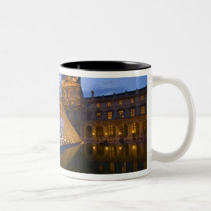 France, Paris. The Louvre at twilight. Credit 3 Two-Tone Coffee Mug