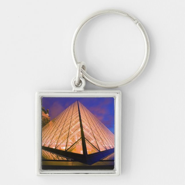 France, Paris. The Louvre museum at twilight. 2 Key Ring (Front)