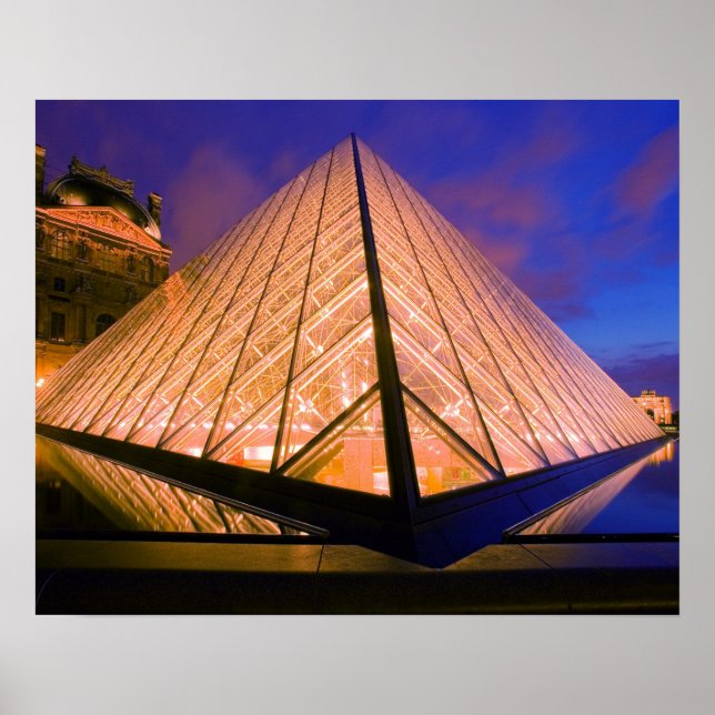 France, Paris. The Louvre museum at twilight. 2 Poster (Front)