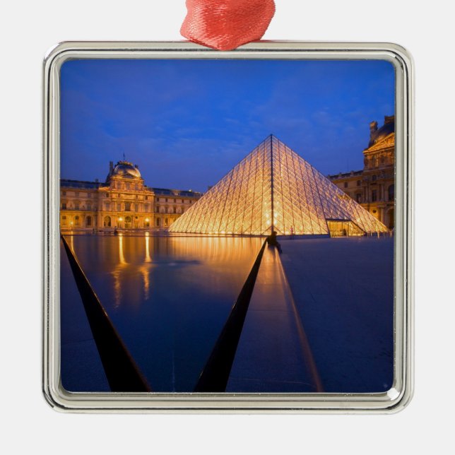 France, Paris. The Louvre museum at twilight. Metal Tree Decoration (Front)